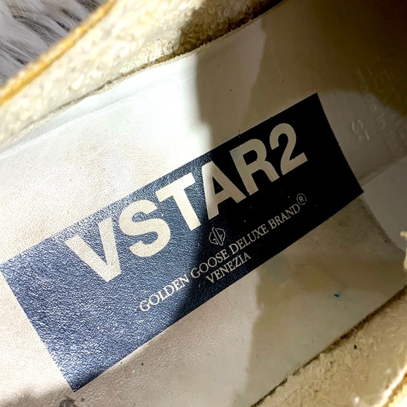 GOLDEN GOOSE FRESH VSTAR2 SNEAKERS FRESH GOLD BLUE LEATHER STAR SPRING SUMMER - Picture 7 of 9